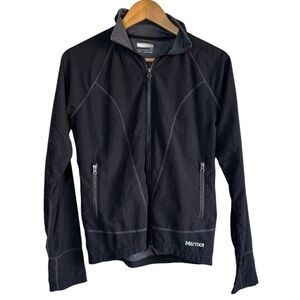 MARMOT Womens Full Zip Jacket Small Black Perforated Lightweight Running Outdoor